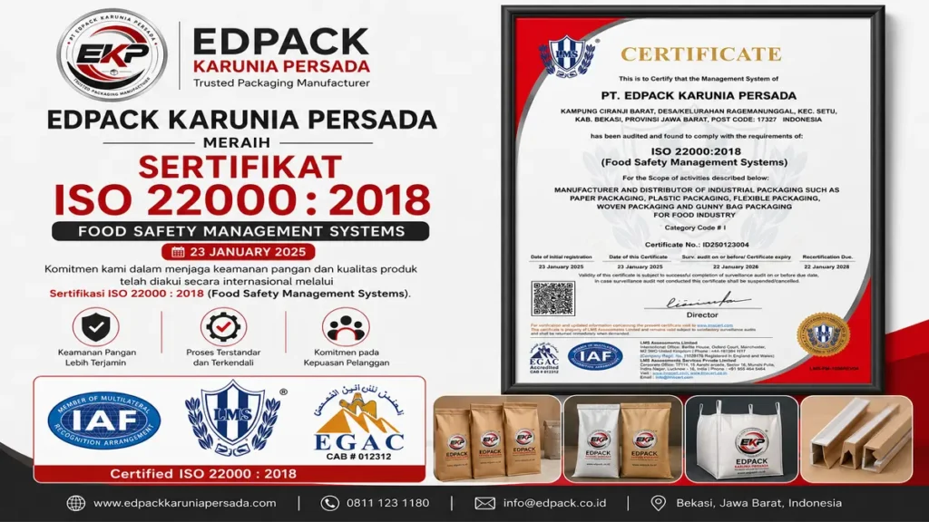 Edpack Karunia Persada Raih Sertifikat ISO 22000:2018