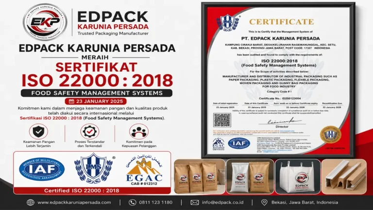 Edpack Karunia Persada Raih Sertifikat ISO 22000:2018
