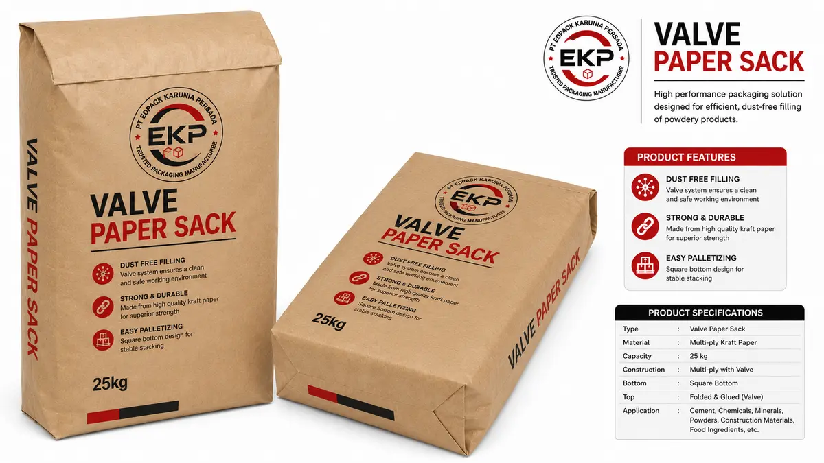 Karung Kertas Tipe Katup (valve) – Valve Paper Sack 1 Karung Kertas Tipe Katup (Valve Paper Sack)