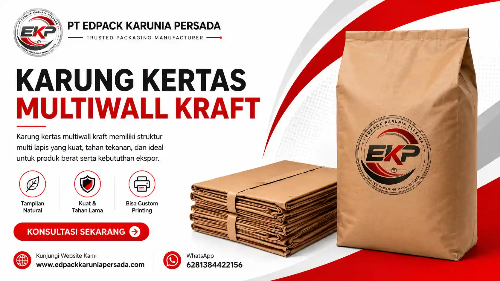 Karung kertas multilayers untuk kemasan Industri
