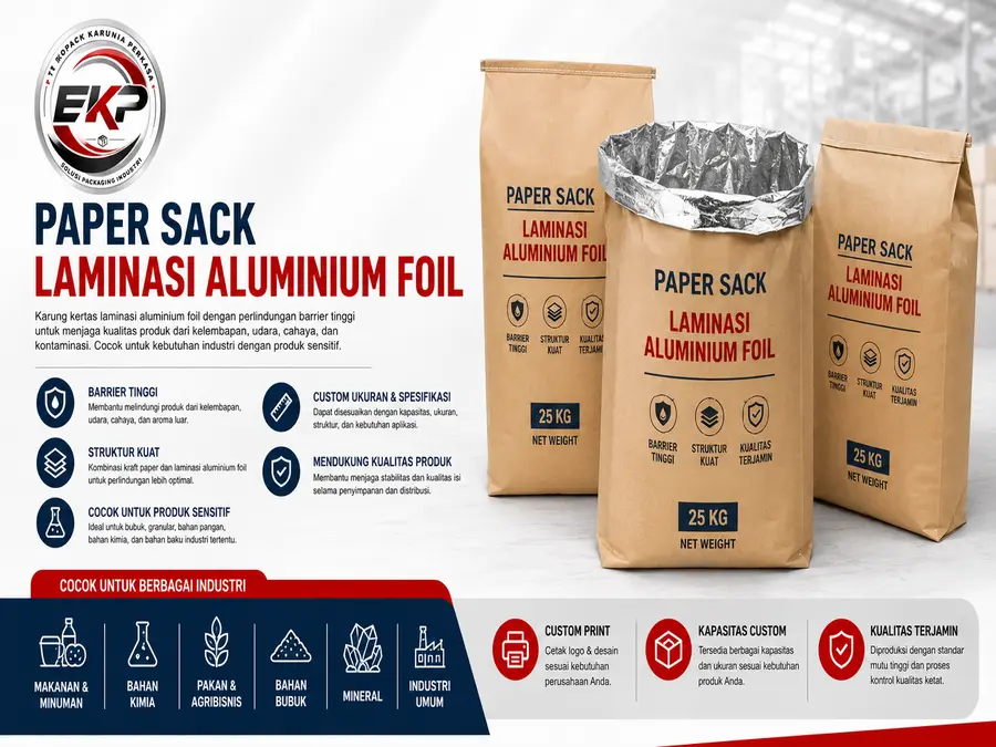 Karung Kertas Laminasi Aluminium Foil 9 Aluminium foil laminated paper sack untuk berbagai industri