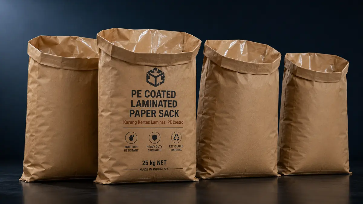 Karung Kertas PE Coated dengan tampilan kraft dan lapisan bagian dalam
