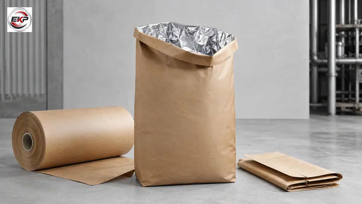 Kertas kraft laminasi aluminium foil untuk karung kertas industri.