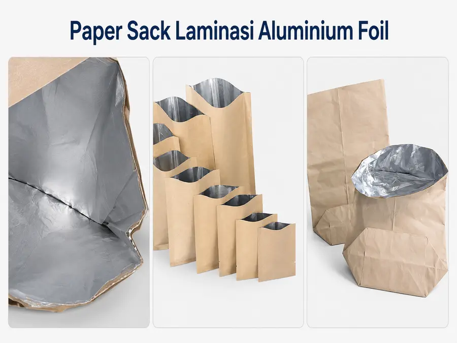 Karung Kertas Laminasi Aluminium Foil 7 Lapisan aluminium foil pada paper sack EdPack