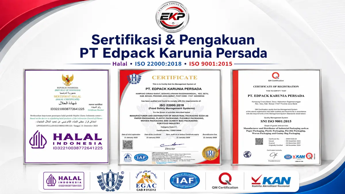 Sertifikasi ISO dan halal Edpack Karunia Persada
