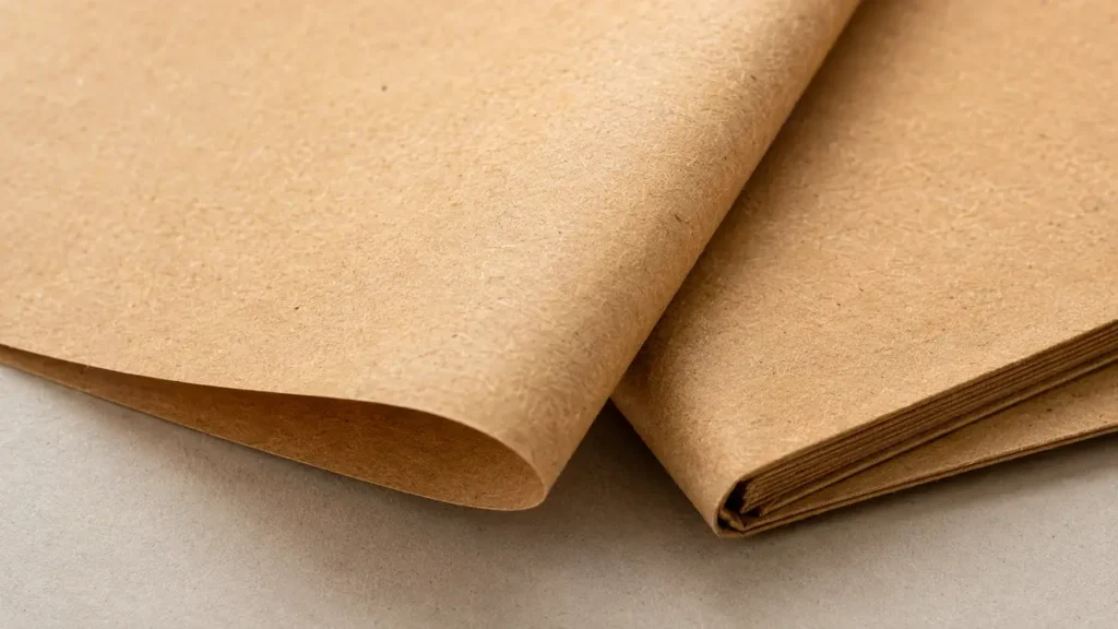 Tekstur alami Brown Kraft Paper yang digunakan sebagai material paper sack.