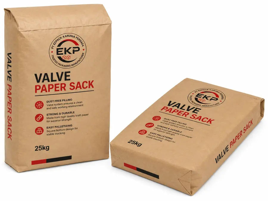 Tipe Karung Kertas (Paper Sack): Perbedaan Tipe Jahit, Block Bottom Open Mouth, dan Valve 4 Valve paper sack brown Karung Kertas katup