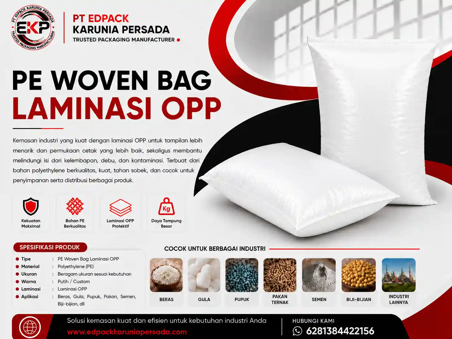 PE Woven Bag Laminasi OPP - OPP Laminated PE Woven Bag 9 Custom printing dan finishing PE Woven Bag Laminasi OPP