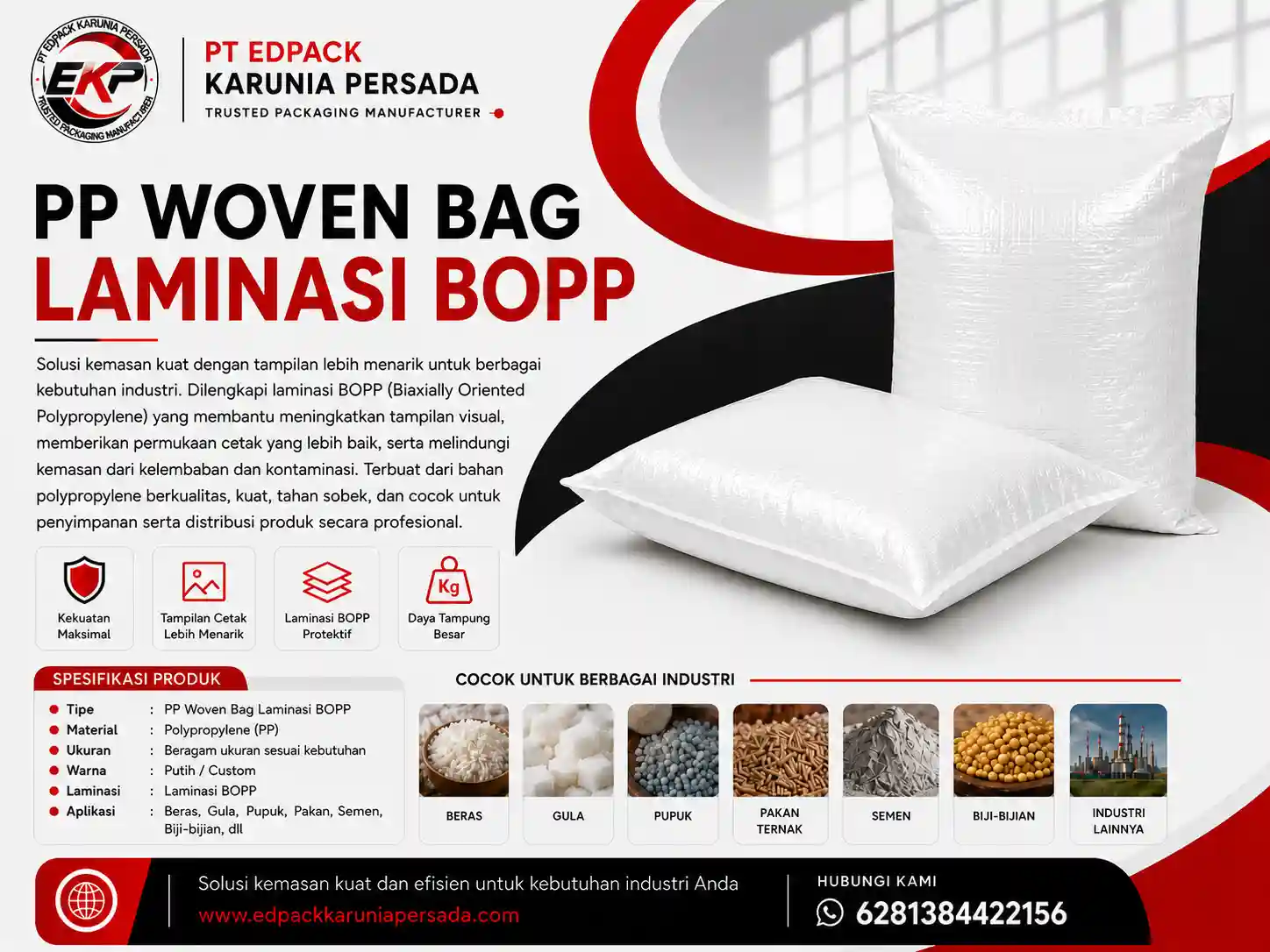 PP Woven Bag Laminasi BOPP untuk Perlindungan Air & Distribusi 1 pp woven bag laminasi bopp - edpack karunia persada