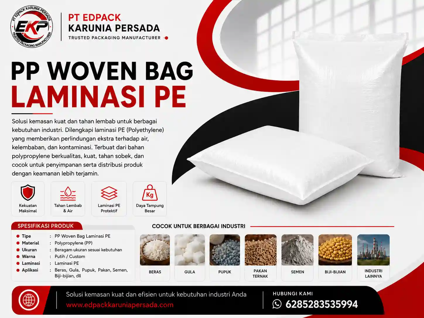 PP Woven Bag Industri dari Filling hingga Distribusi 6 PP Woven Bag Laminasi PE