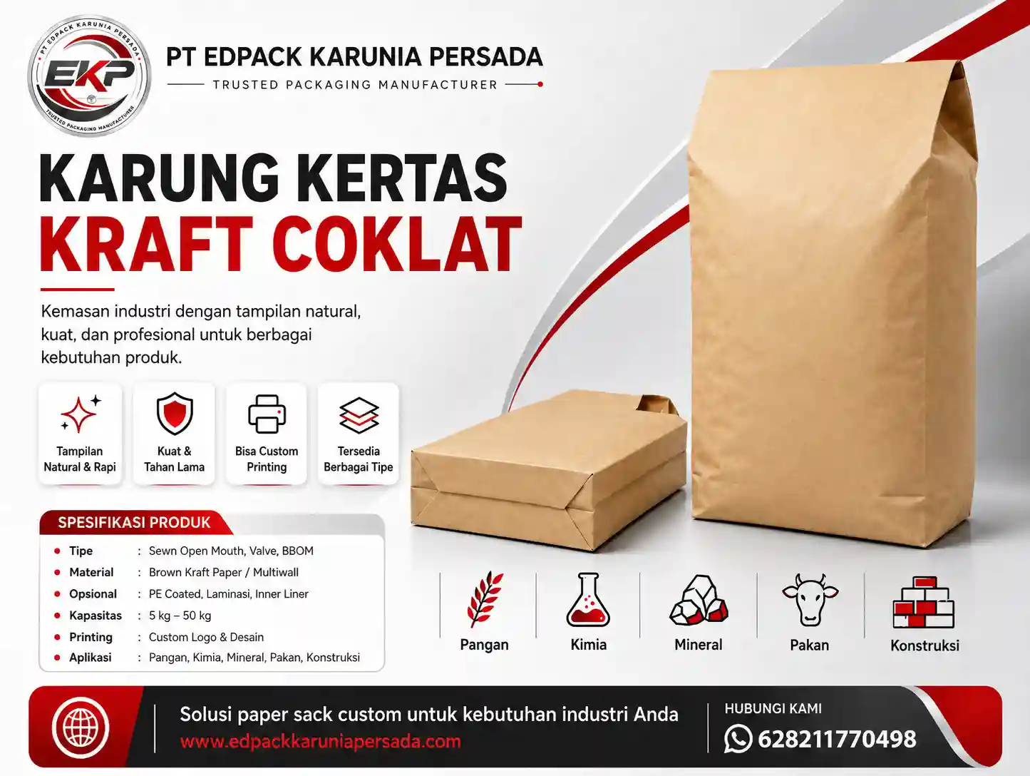 Karung Kertas Kraft Coklat (Brown Kraft Paper Sack)