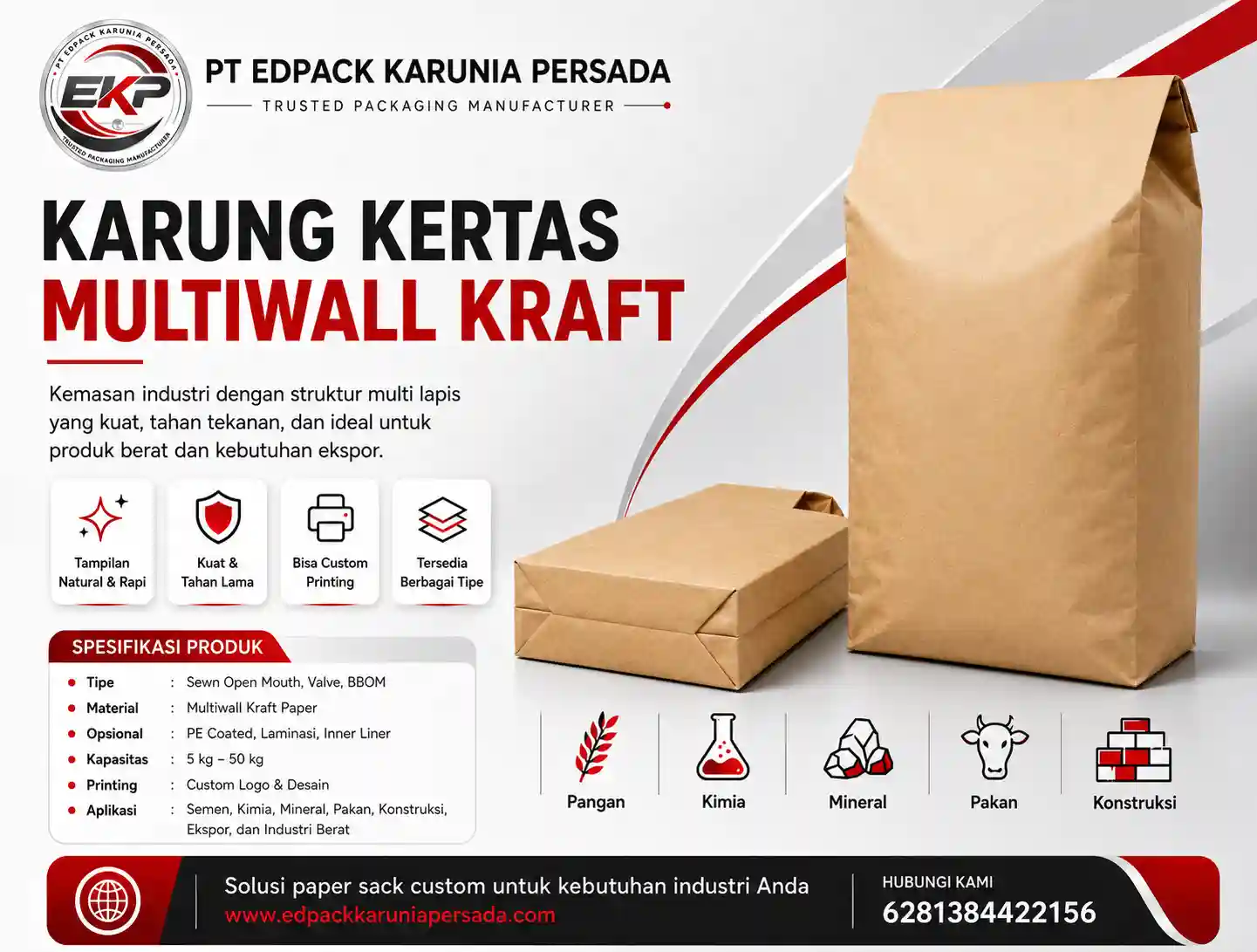 Karung Kertas Multiwall Kraft 1 Karung Kertas Multiwall Kraft