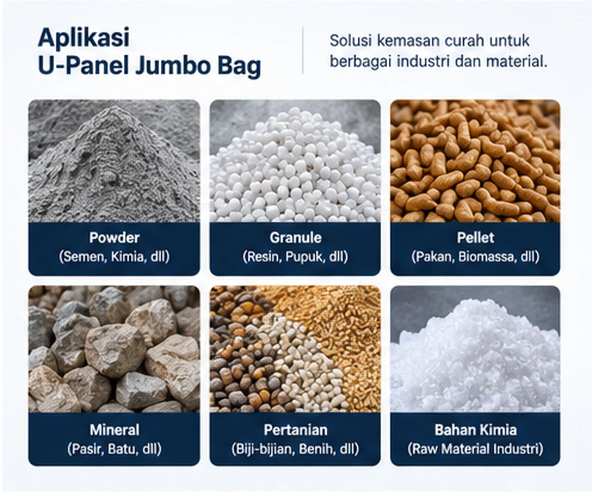 Aplikasi U-Panel Jumbo Bag untuk powder, granule, pellet, mineral dan bahan pertanian