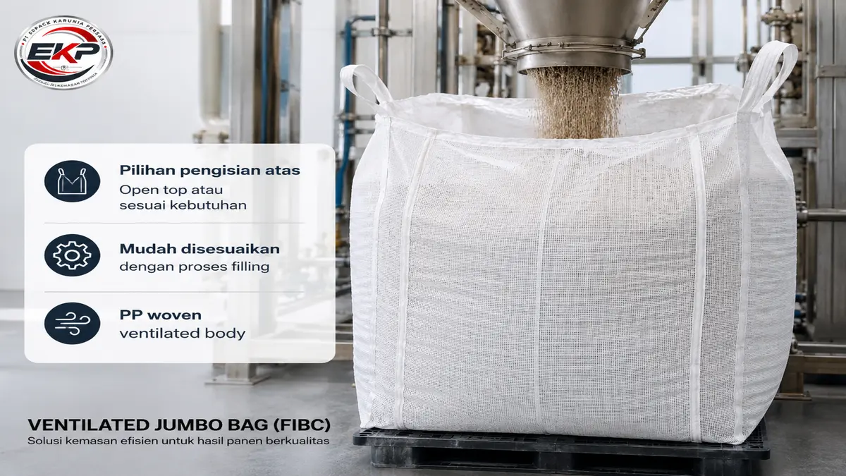 Ventilated Jumbo Bag FIBC - Jumbo Bag Ventilasi 3 Jumbo Bag ventilasi untuk penyimpanan dan distribusi