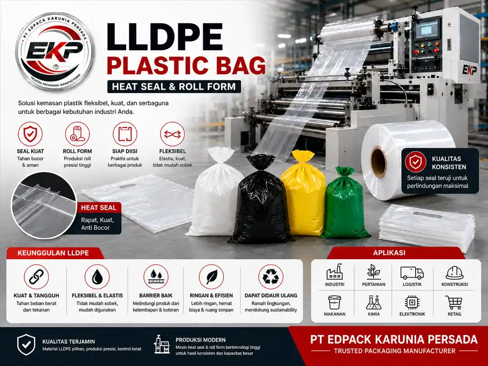 LLDPE Plastic Bag - Plastik bag LLDPE 5 LLDPE Plastic Bag heat seal dan roll form untuk kebutuhan industri