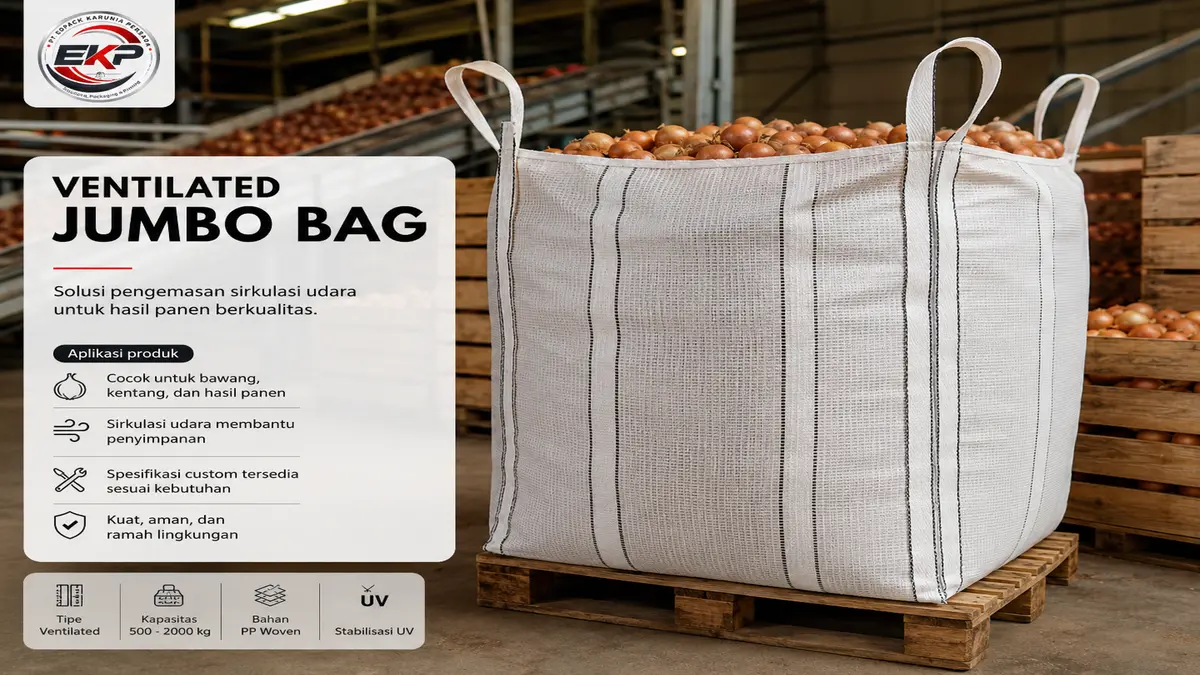 Ventilated Jumbo Bag FIBC - Jumbo Bag Ventilasi 2 Mesh Jumbo Bag dengan area ventilasi pada body