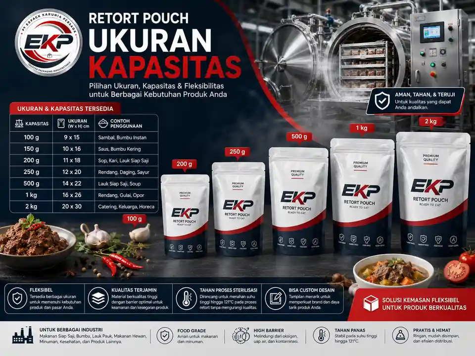 Ukuran dan Kapasitas Retort Pouch