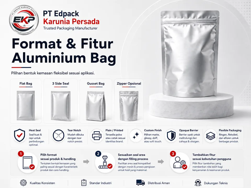 Pilihan bentuk dan fitur Aluminium Bag