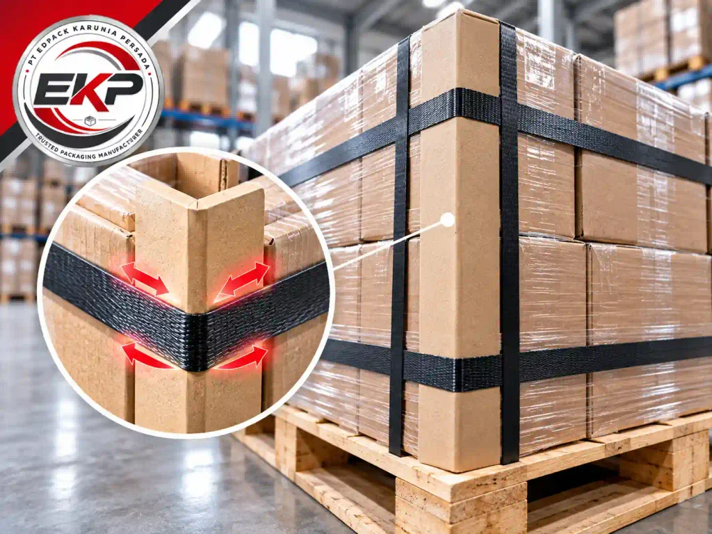 bagaimana paper angle menahan tekanan strapping depan