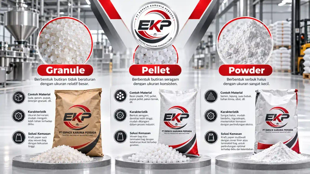 karakter isi produk granule pellet powder