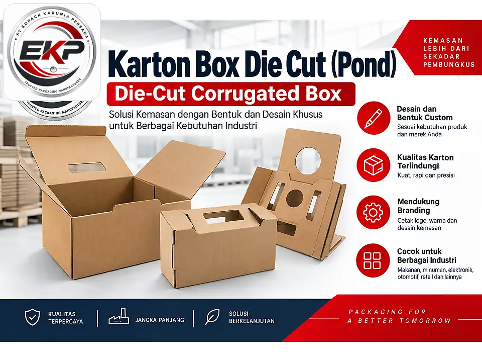 Karton Box Die Cut dengan pegangan dan bukaan ventilasi