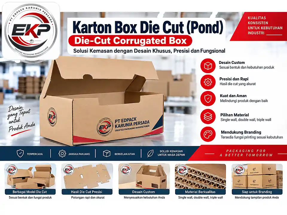 Karton Box Die Cut dengan sistem kunci lipat