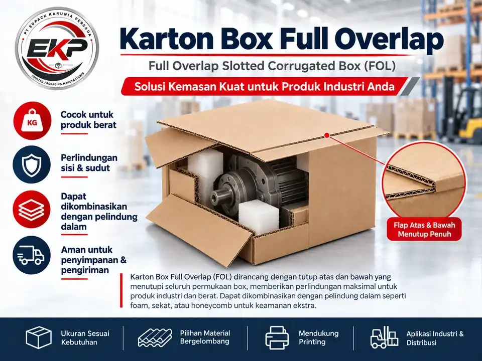 Karton Box Full Overlap (FOL) - Corrugated Full Overlap Box 5 Pola flat Karton Box Full Overlap sebelum dirakit