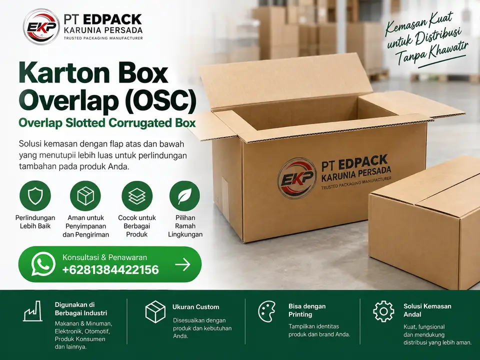 Karton Box Overlap - Overlap Slotted Corrugated Box 3 Karton Box Overlap dengan flap terbuka
