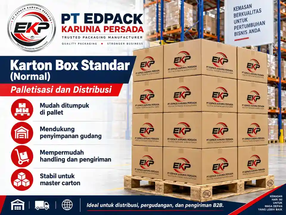Karton Box Standar terbuka dengan flap atas dan bawah