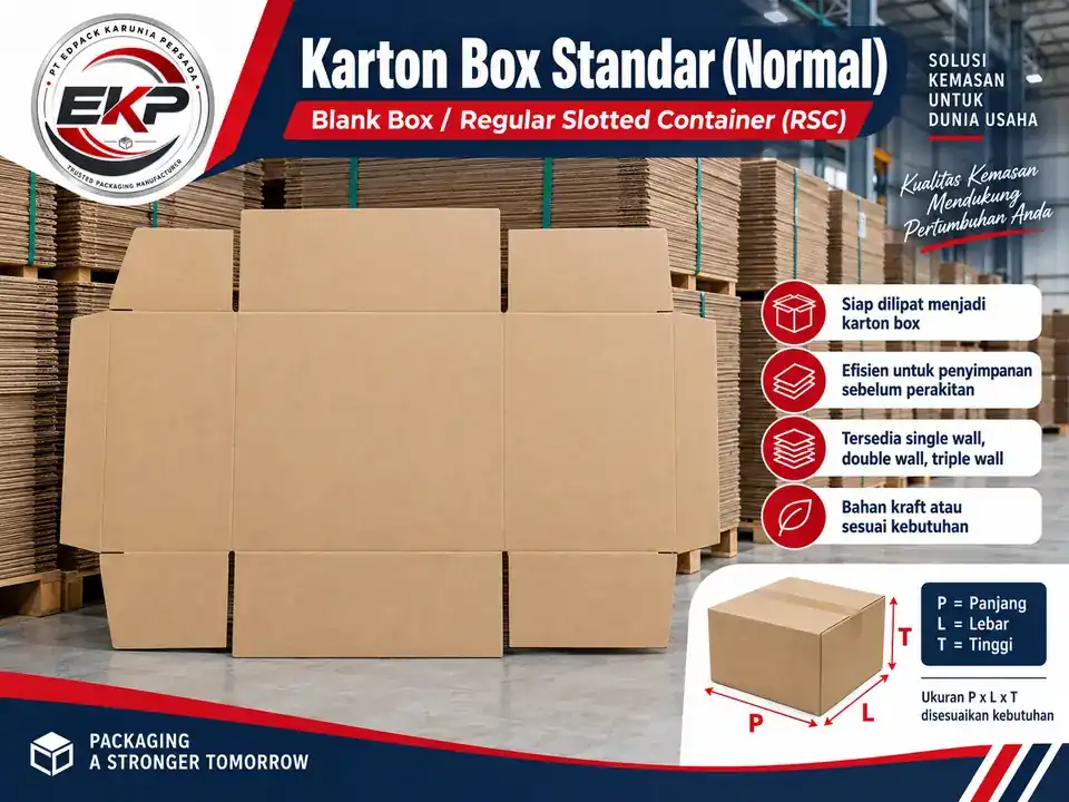 Karton Box Standar tersusun pada pallet untuk penyimpanan dan distribusi