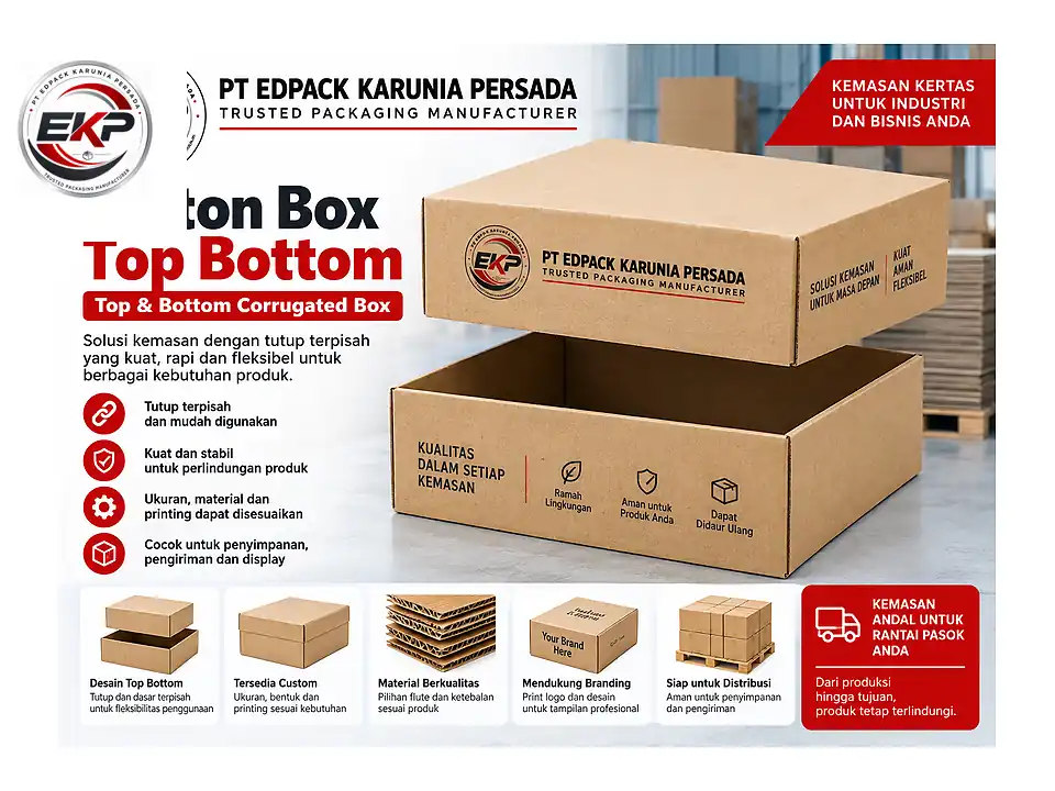 Karton Box Top Bottom - Top & Bottom Corrugated 3 Karton Box Top Bottom dengan tutup dan bagian bawah terbuka
