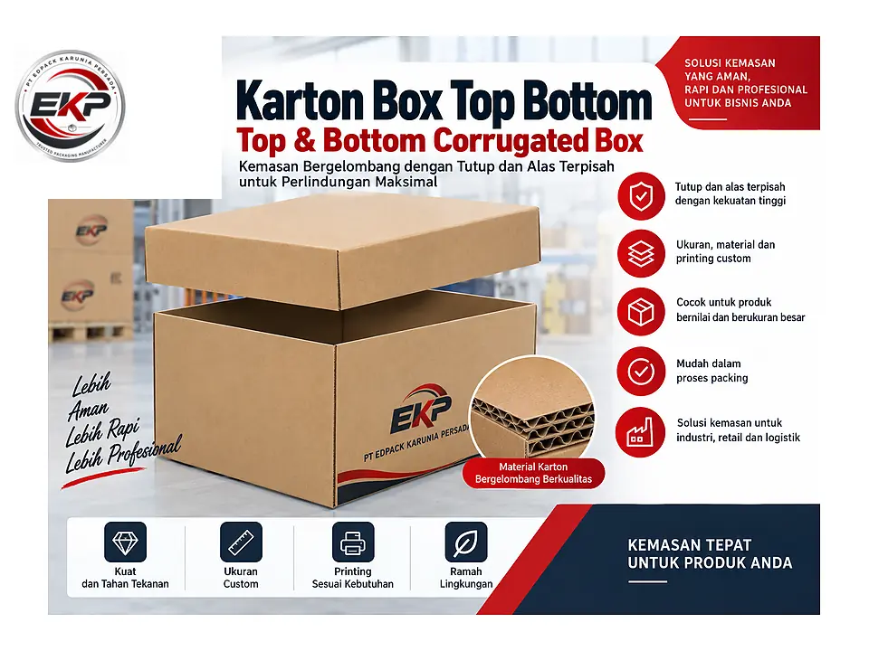 Karton Box Top Bottom - Top & Bottom Corrugated 5 Karton Box Top Bottom dengan tutup menutupi bagian bawah