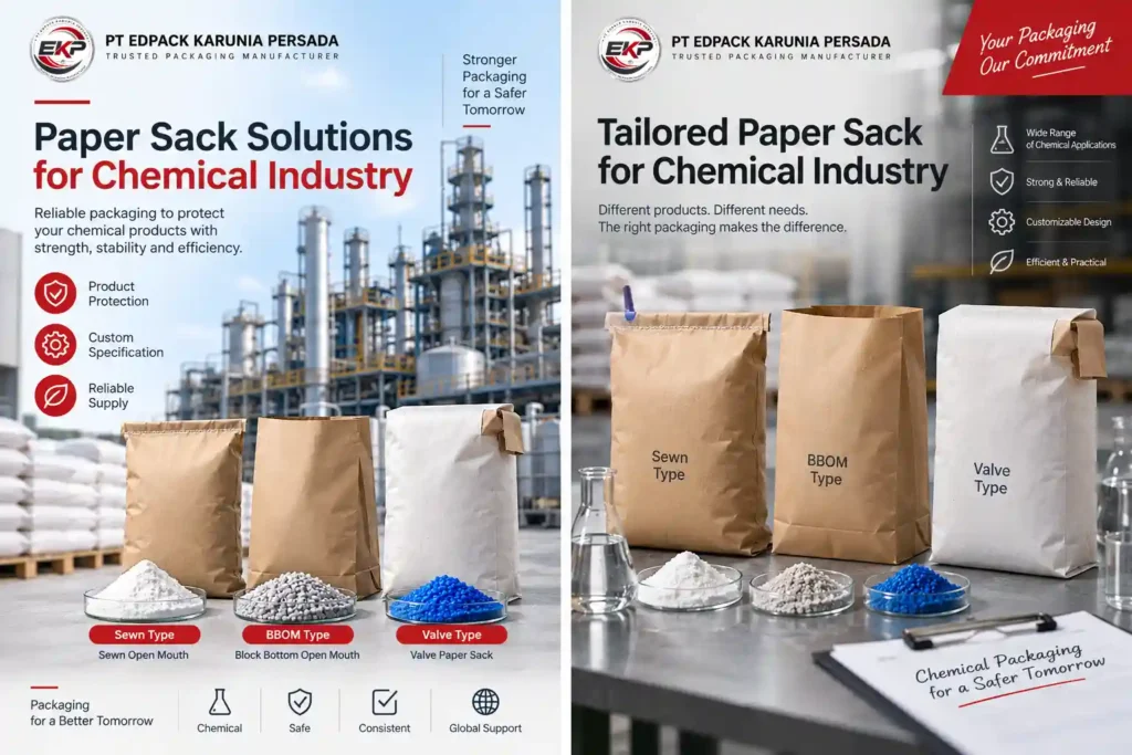 Pilihan paper sack tipe jahit BBOM dan valve untuk produk kimia