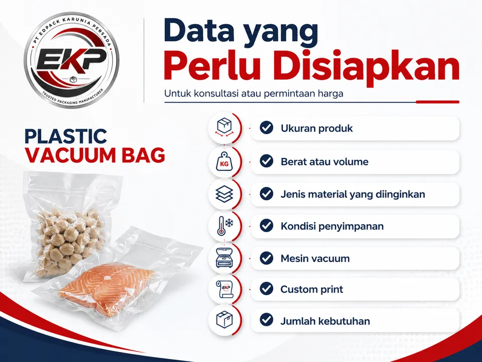 Data yang perlu disiapkan untuk konsultasi Plastic Vacuum Bag