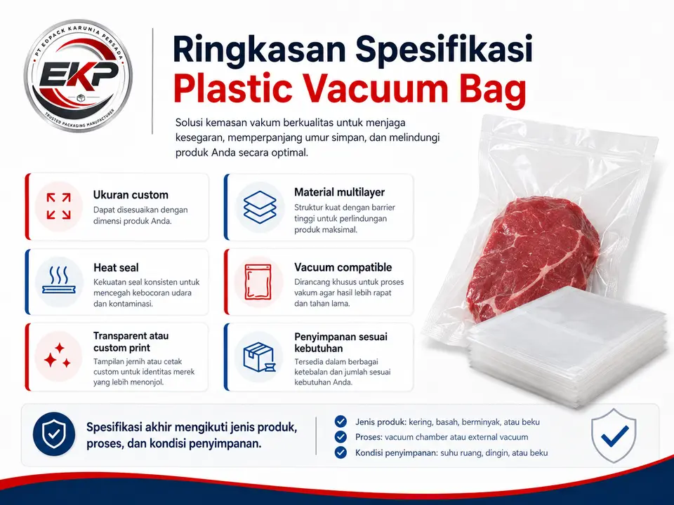 Ringkasan spesifikasi Plastic Vacuum Bag