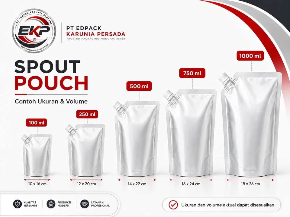 Spout Pouch - Pouch Corong 2 Referensi ukuran dan volume Spout Pouch