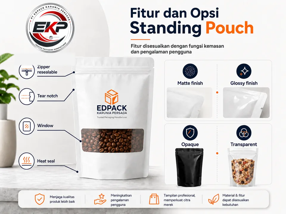 Pilihan fitur Standing Pouch