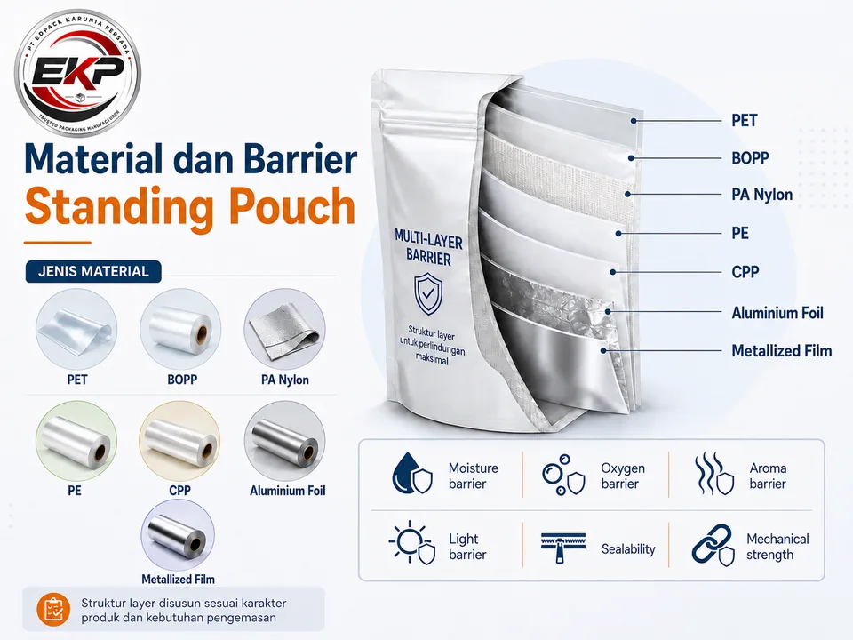 Pilihan material dan perlindungan Standing Pouch