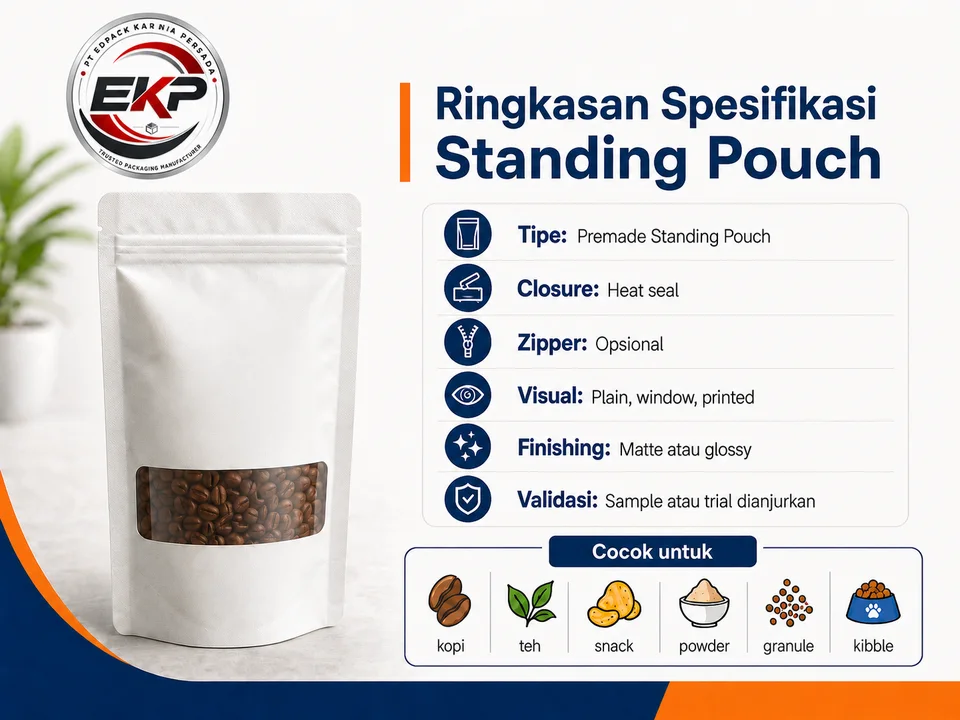 Ringkasan spesifikasi Standing Pouch
