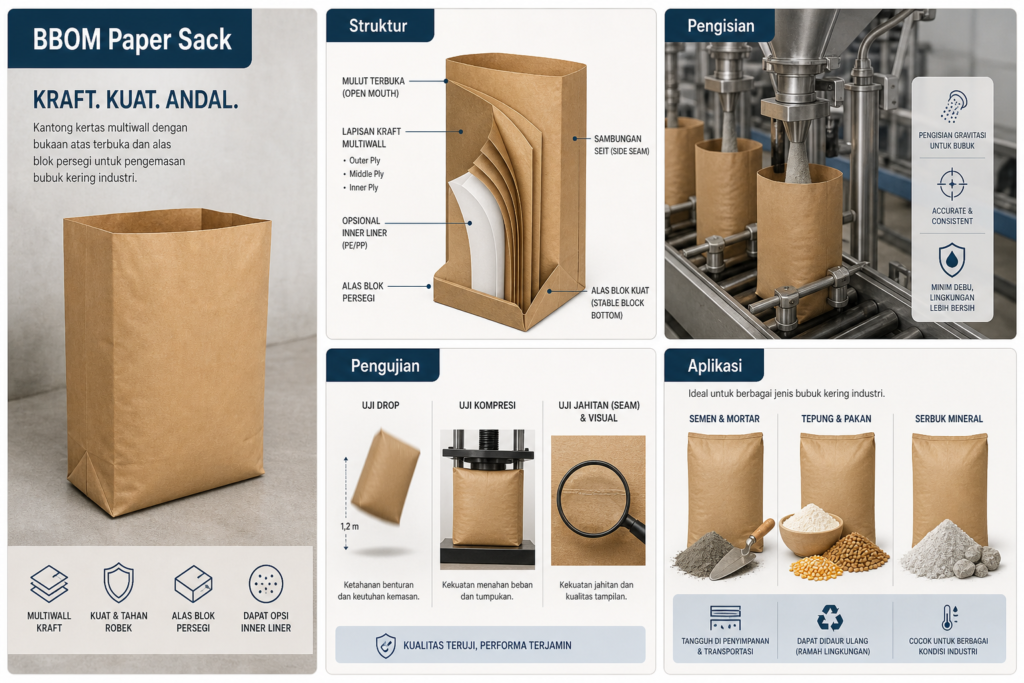 Karung Kertas Tipe Block Bottom Open Mouth - BBOM Paper Sack