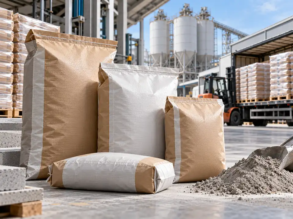 Woven Laminated Paper Sack untuk kemasan semen mortar dengan penguatan handling