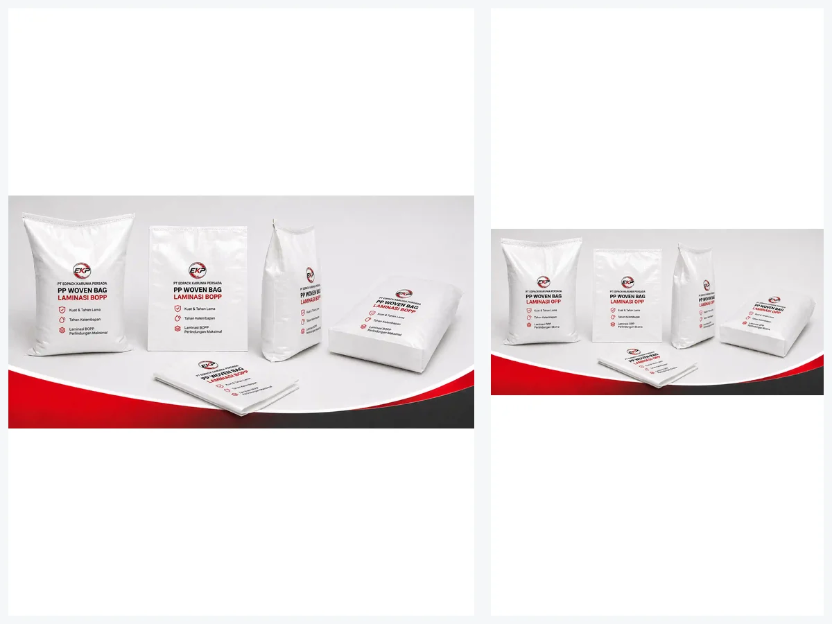 PP Woven + Printed OPP Film + Optional Inner PE Liner + One/Two Side Lamination + Custom Closure - beberapa produk perwakilan