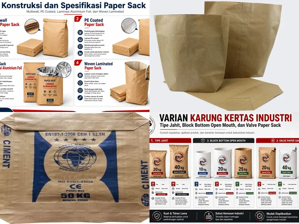 Fitur dan Spesifikasi Karung Kertas - beberapa gambar perwakilan