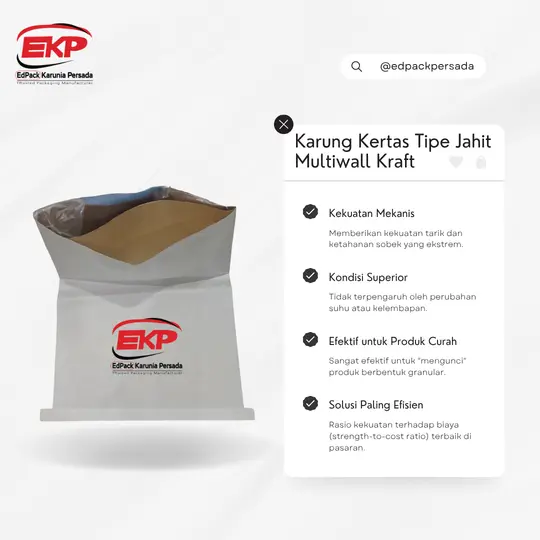 Multiwall Paper Sack Karung Kertas Tipe Jahit Multiwall Kraft - Utama