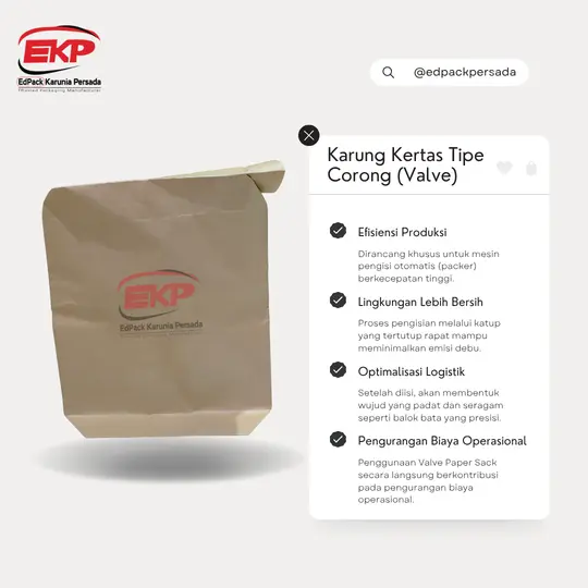 Karung Kertas Tipe Corong Valve - Edpack Karunia Persada