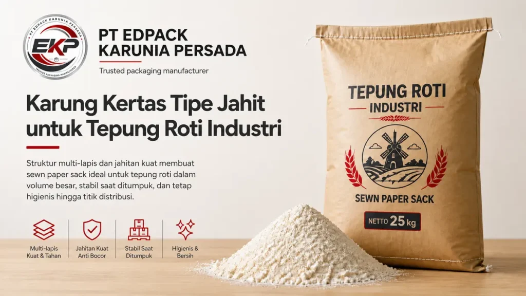 Karung Kertas untuk Industri Pangan: Tipe, Material, Keamanan, dan Pemilihan Spesifikasi 7 Sewn paper sack untuk industri pangan - tepung