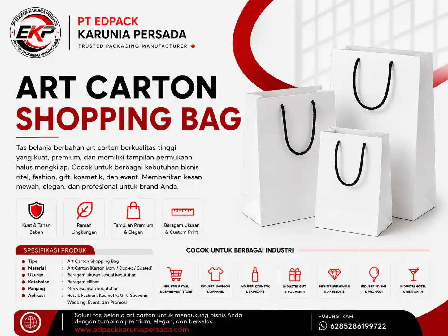 Art Carton Shopping Bag - Tas Belanja - Kantong Kertas Art Karton 2 Art Carton Shopping Bag Tas Belanja Kantong Kertas Art Carton EdPack