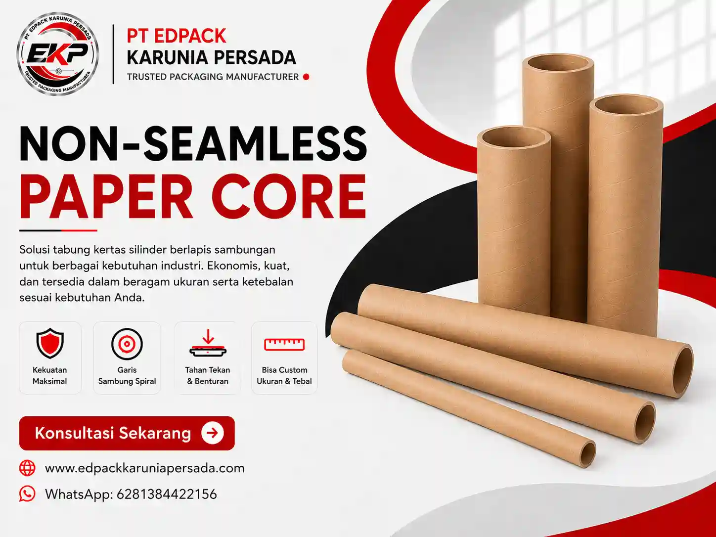 Non-Seamless Paper Core - Tabung - Selongsong Kertas Silinder Dengan Sambungan 6 Non-Seamless Paper Core Tabung dan Selongsong Kertas Silinder EdPack