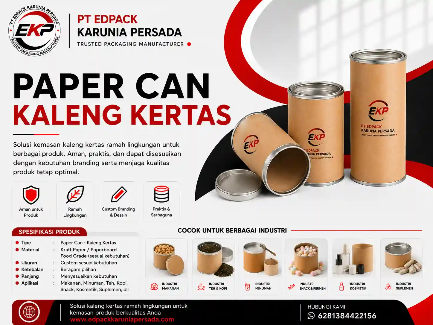 Paper Can Industri untuk Kemasan Produk yang Siap Tampil 1 paper can - kaleng kertas - edpack karunia persada