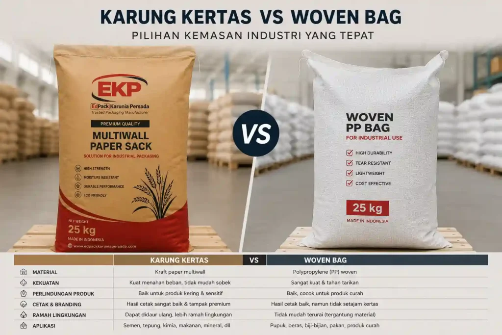 Paper Sack vs Woven Bag: Mana yang Lebih Tepat untuk Industri Anda? 1 paper sack vs woven bag mana yang cocok untuk anda komparasi edpack karunia persada